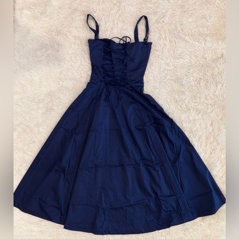 NWOT House of CB 'Carmen’ French Navy Bustier Sundress Sz S - Picture 6 of 9